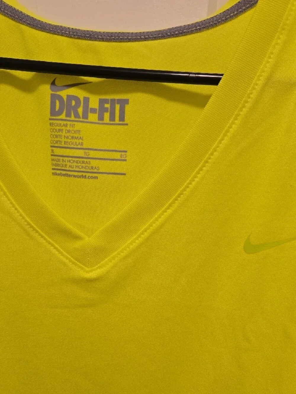 Nike Women's Dri-FIT V-Neck Tee in Neon Yellow